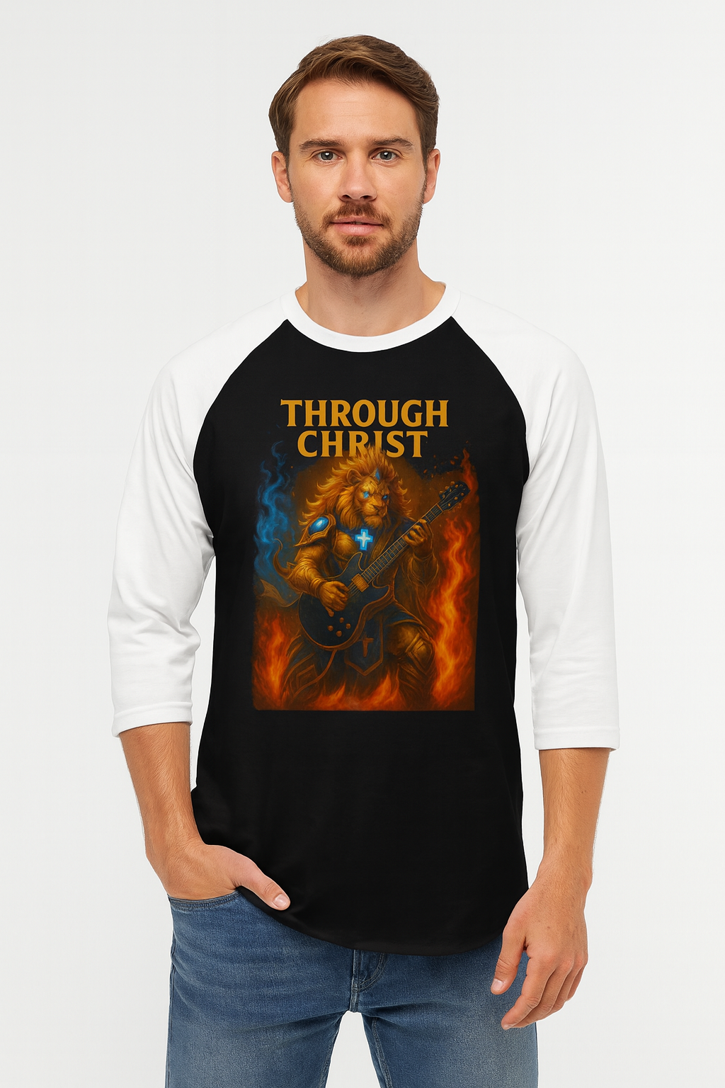 THROUGH CHRIST Unisex Raglan Shirt